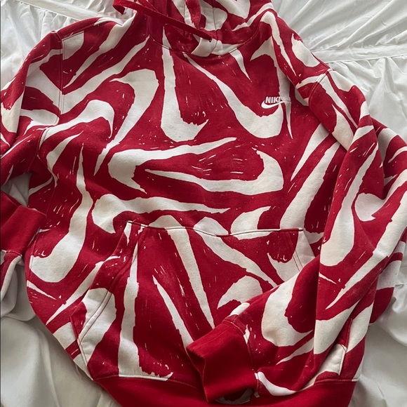 Nike Red and White Hoodie - Picture 1 of 3